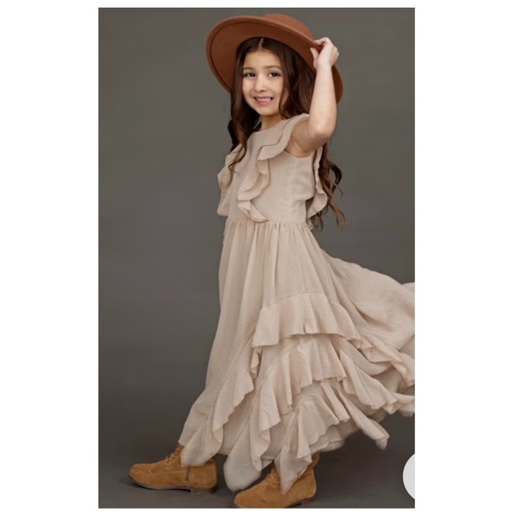 Joyfolie | Cottagecore Photo Shoot Tiered Maxi Sylviane Dress in Light Taupe | 5 - Picture 2 of 15